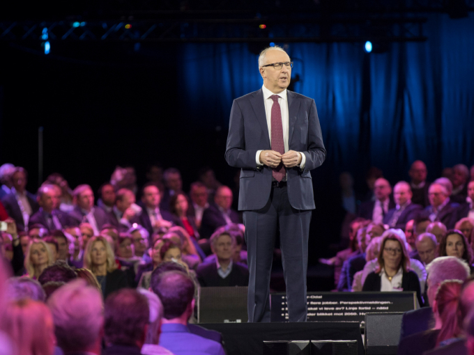NHO-president Arvid Moss taler under NHOs årskonferanse 2018. Foto: Vidar Ruud / NTB scanpix